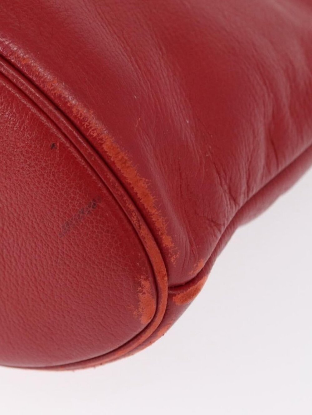 Authentic SAINT LAURENT Shoulder Bag Leather Red Gold - Picture 8 of 16